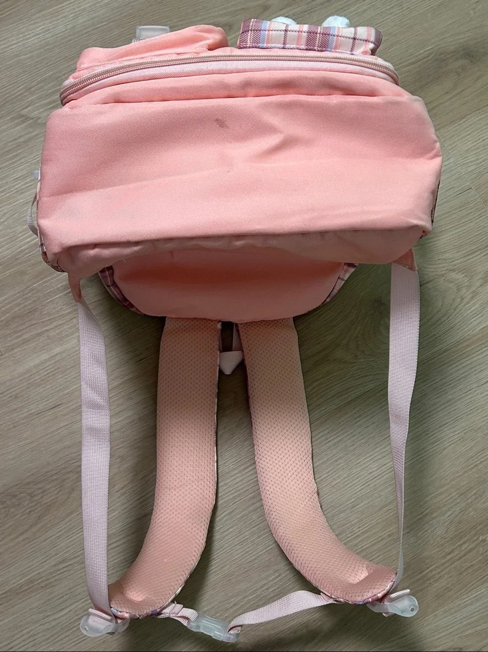 Kids Plaid School Backpack with Bunny Charm-Girls Bunny Backpack with lunchbox